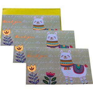 12 Cute Llama Thank You Cards with Envelopes Bulk Boho Rustic Baby Shower